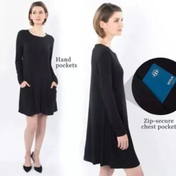 Betabrand Sweatshirt Travel Dress Silk/Modal Stretch M Black W0935-BK - Picture 3 of 16